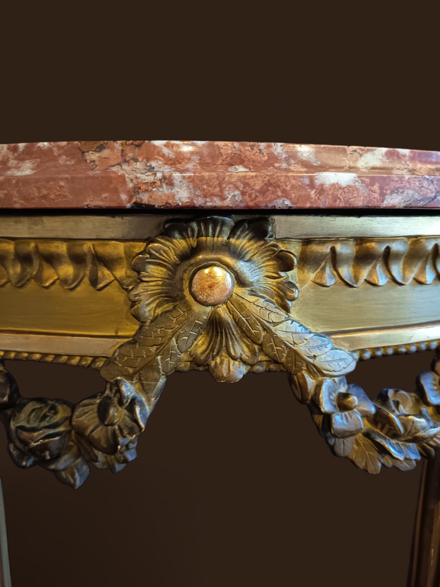 Petite console Louis XVI en bois doré -photo-3