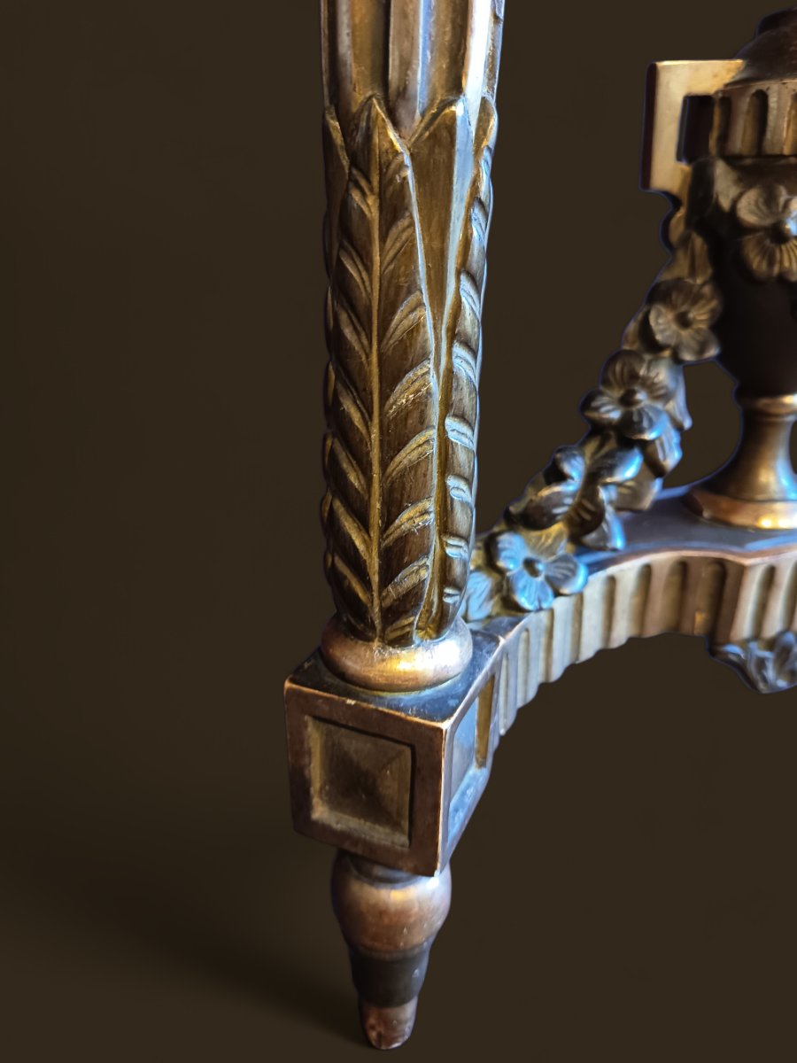 Petite console Louis XVI en bois doré -photo-3