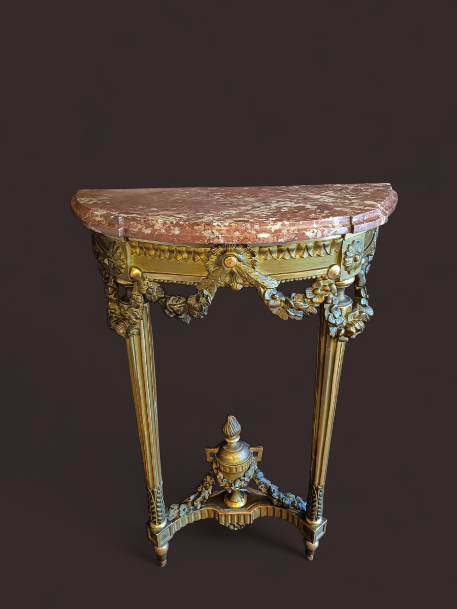Petite console Louis XVI en bois doré 