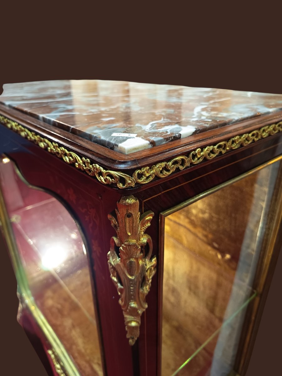 Louis XV Display Cabinet, Late 19th Century, With Rosewood Marquetry -photo-1