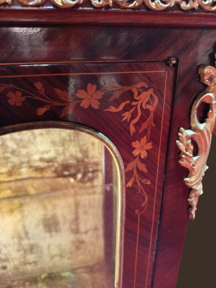 Louis XV Display Cabinet, Late 19th Century, With Rosewood Marquetry -photo-3