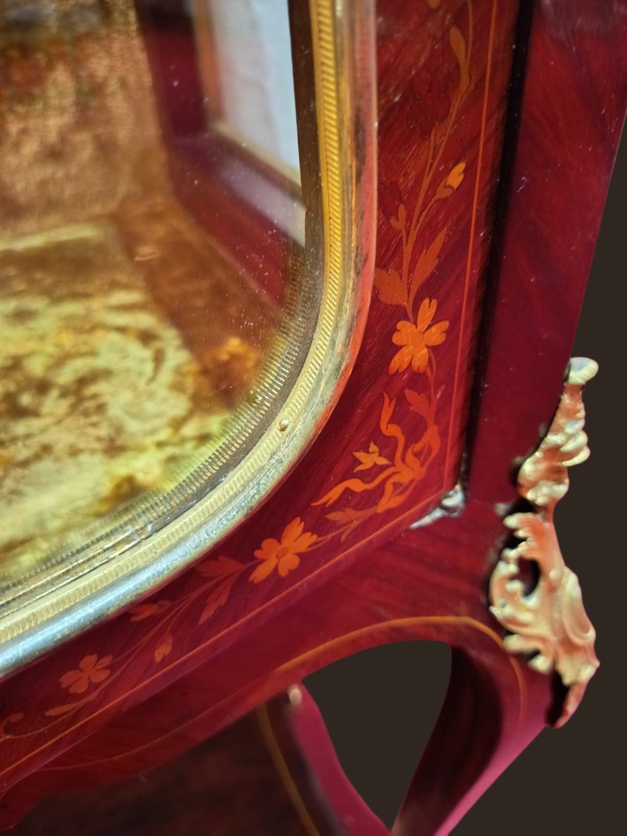 Louis XV Display Cabinet, Late 19th Century, With Rosewood Marquetry -photo-4