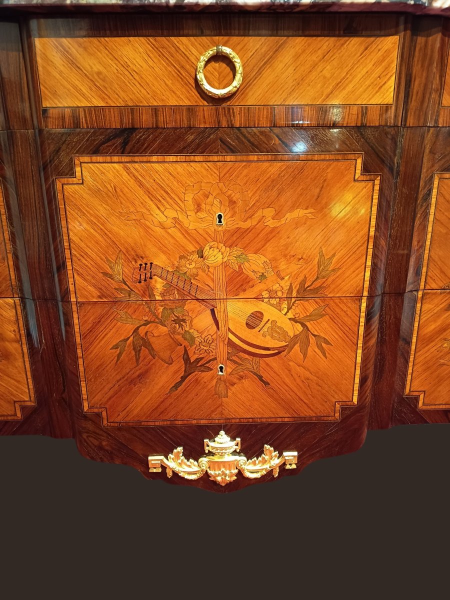 Louis XV/xvi-style Chest Of Drawers, Stamped "g. Lavigne" -photo-3