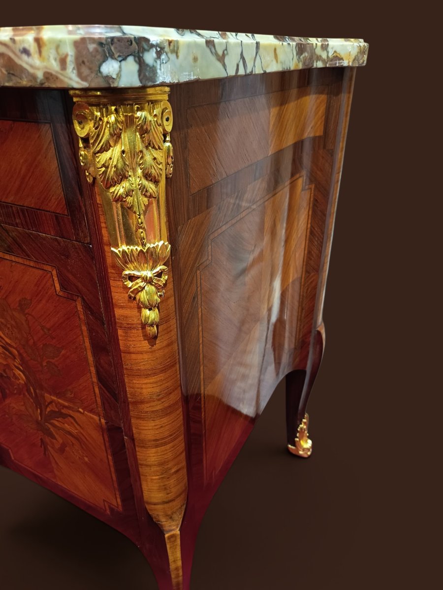 Louis XV/xvi-style Chest Of Drawers, Stamped "g. Lavigne" -photo-3