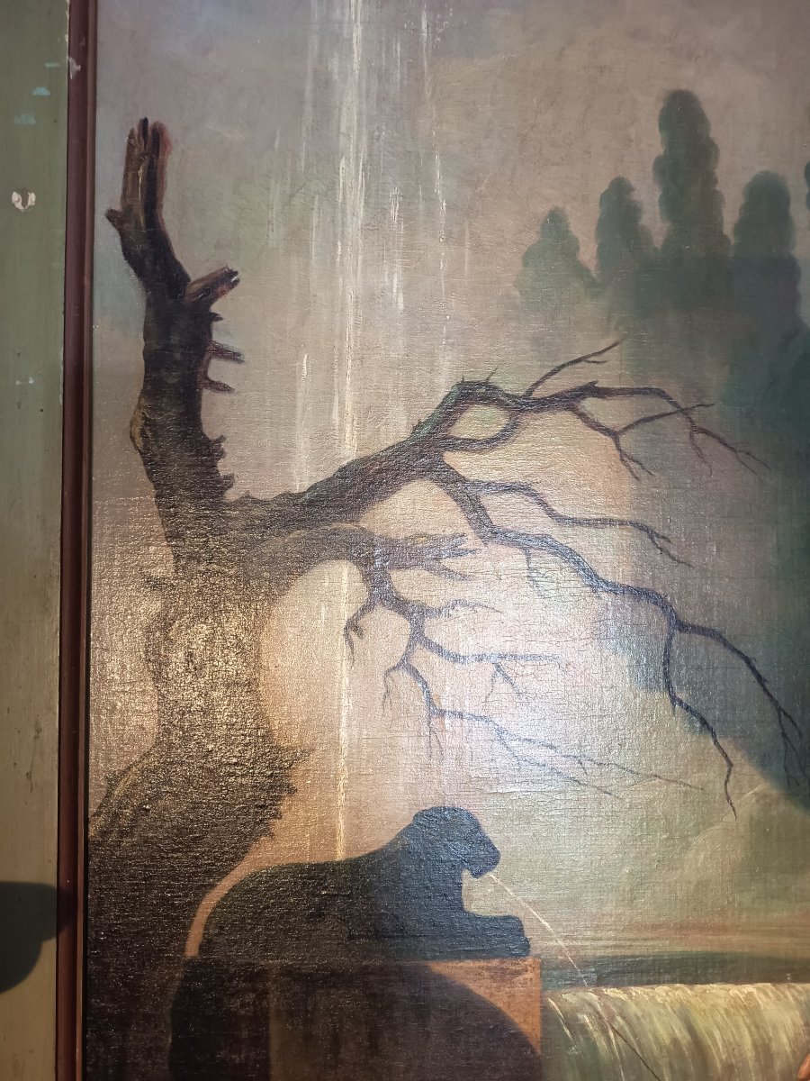 Grande peinture décorative d'un jardin à l'italienne -photo-1