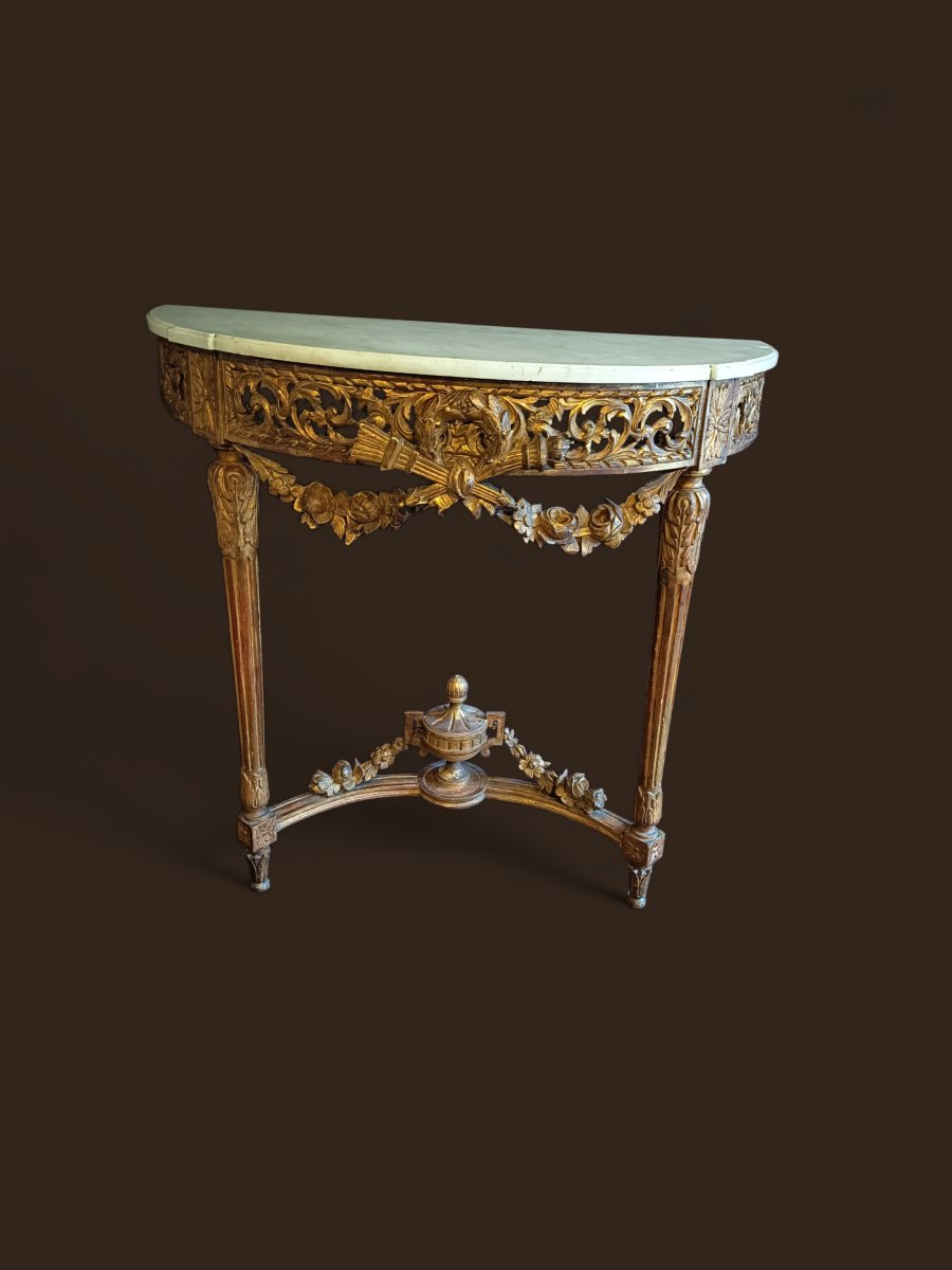 Console Louis XVI en bois doré 