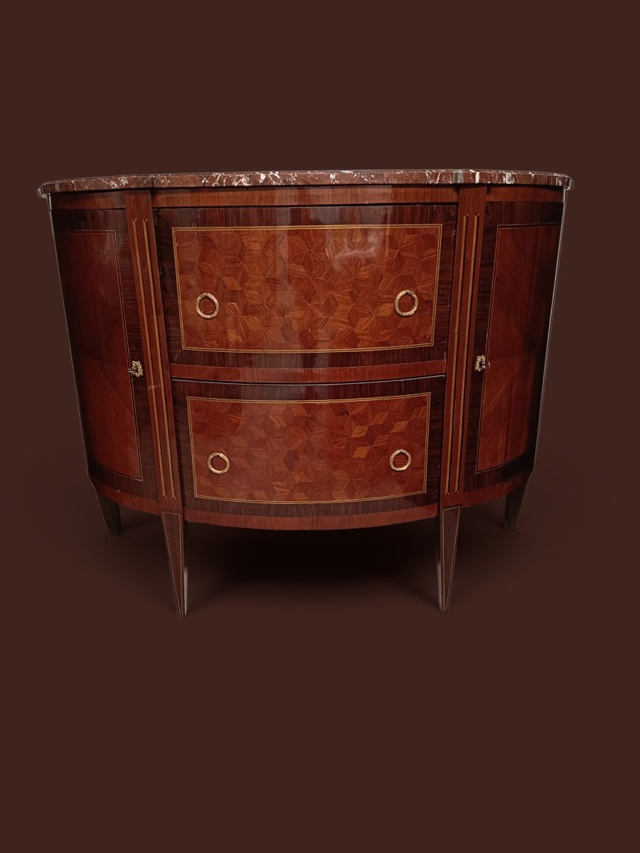 Grosse commode demi-lune Louis XVI -photo-2