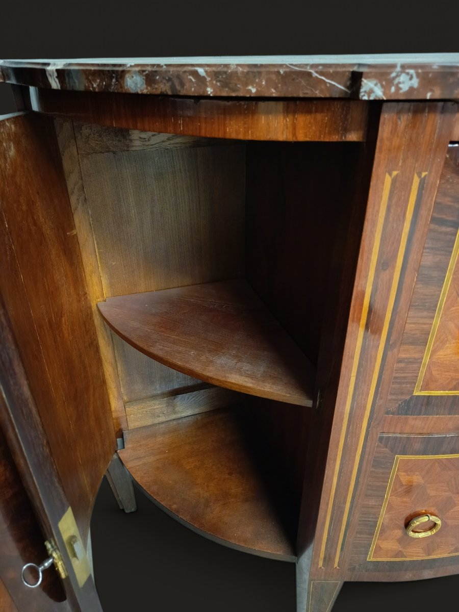 Grosse commode demi-lune Louis XVI -photo-4