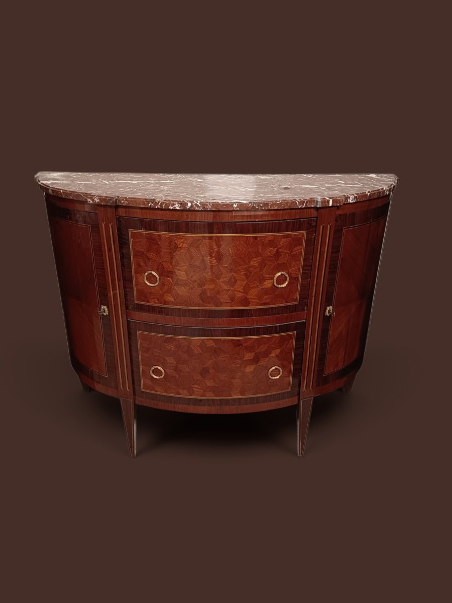 Grosse commode demi-lune Louis XVI 