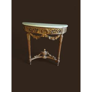 Louis XVI Console Table In Gilded Wood
