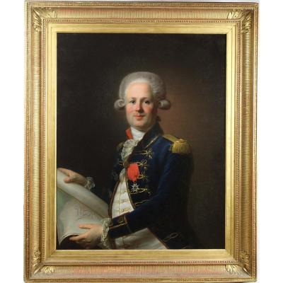 Portrait d'Officier De Marine Sous Louis XVI École Française Du XVIIIe Siècle
