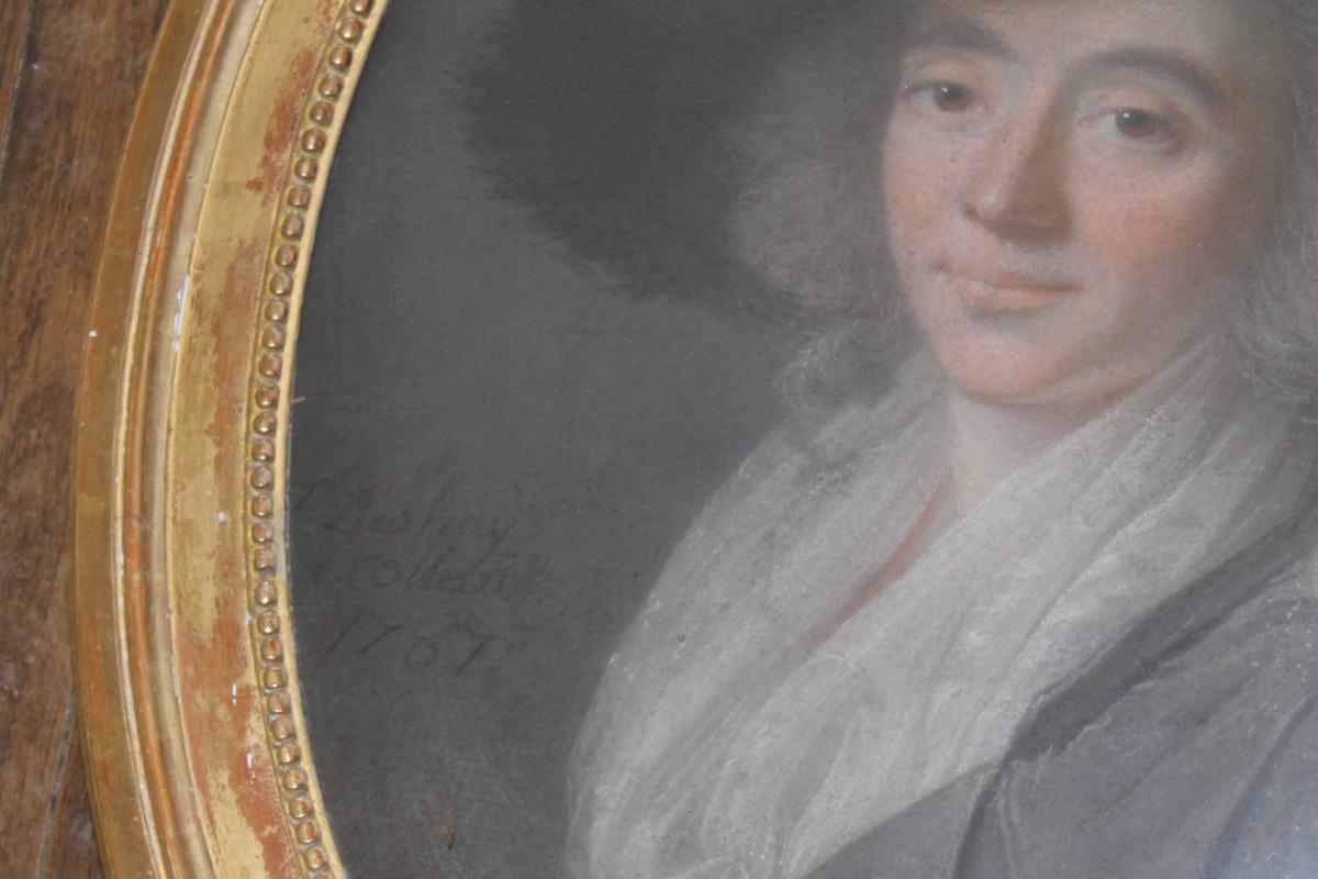 Grand Pastel Portrait De Femme de F.B Deshays De Colleville-photo-1