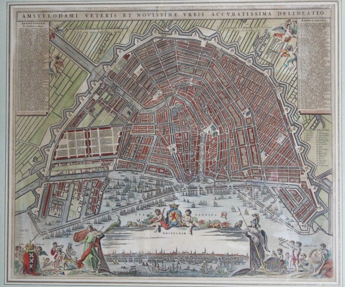 Amsterdam, Large Watercolor Engraving-photo-1