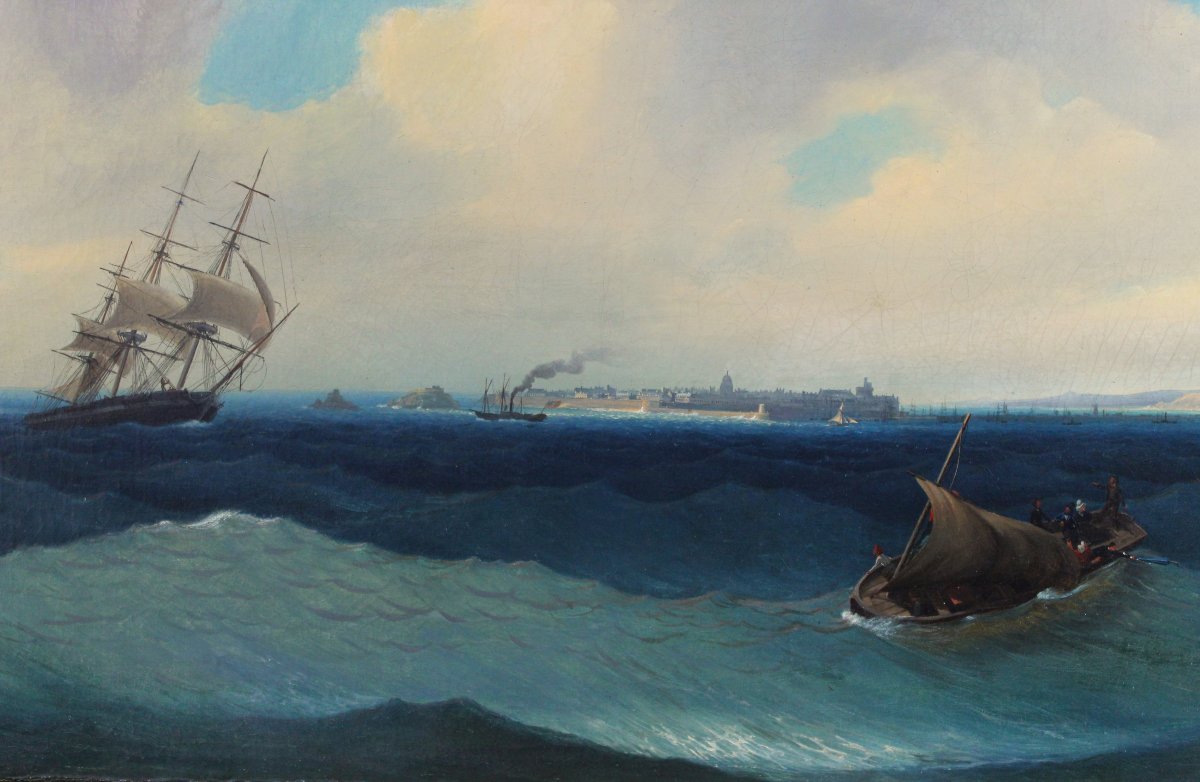 Vue de Saint Malo prise de Dinard attribué à Ambroise-Louis Garneray (1783-1857)-photo-2