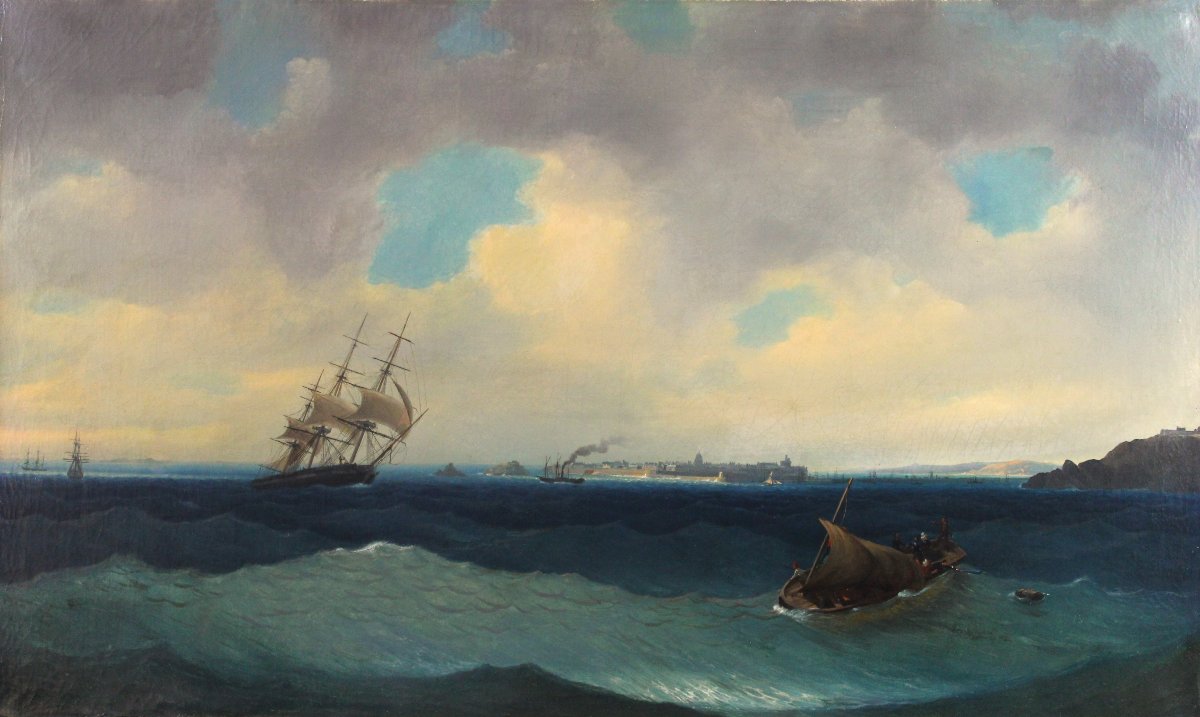 Vue de Saint Malo prise de Dinard attribué à Ambroise-Louis Garneray (1783-1857)-photo-4