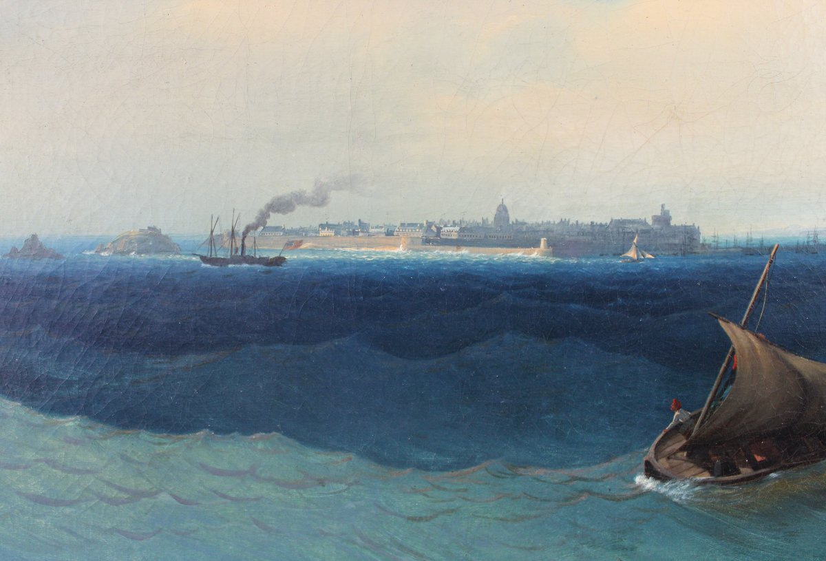 Vue de Saint Malo prise de Dinard attribué à Ambroise-Louis Garneray (1783-1857)-photo-2