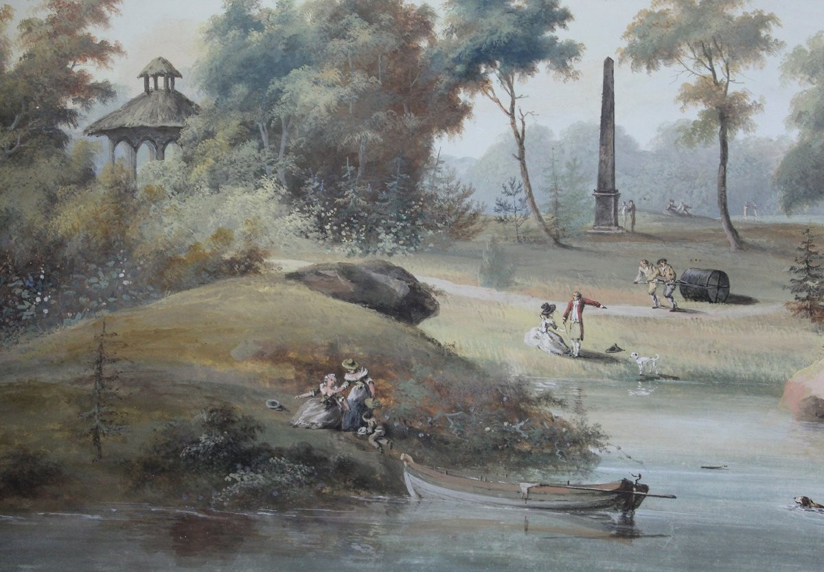  Louis Belanger, Jardin de Bagatelle, gouache -photo-5