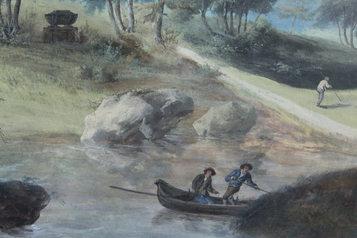  Louis Belanger, Jardin de Bagatelle, gouache -photo-7
