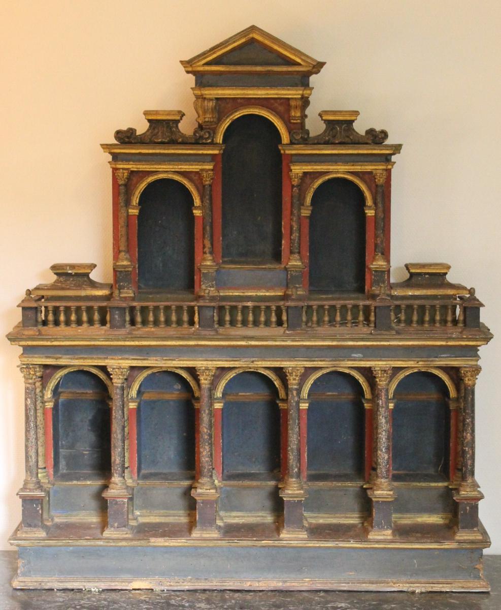 Italian Cabinet Curiosities Wooden Painted Seventeenth Century-photo-4