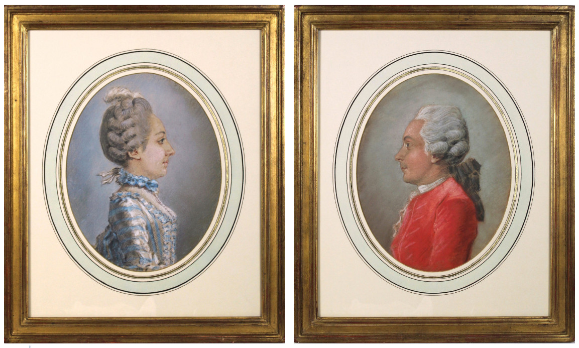 Paire de portraits au pastel