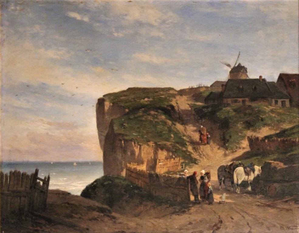 “bord De Mer En Normandie”, Huile Sur Panneau Du XIXe Siècle, Signée Th Weber-photo-4