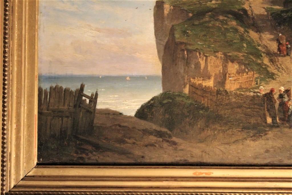 “bord De Mer En Normandie”, Huile Sur Panneau Du XIXe Siècle, Signée Th Weber-photo-5