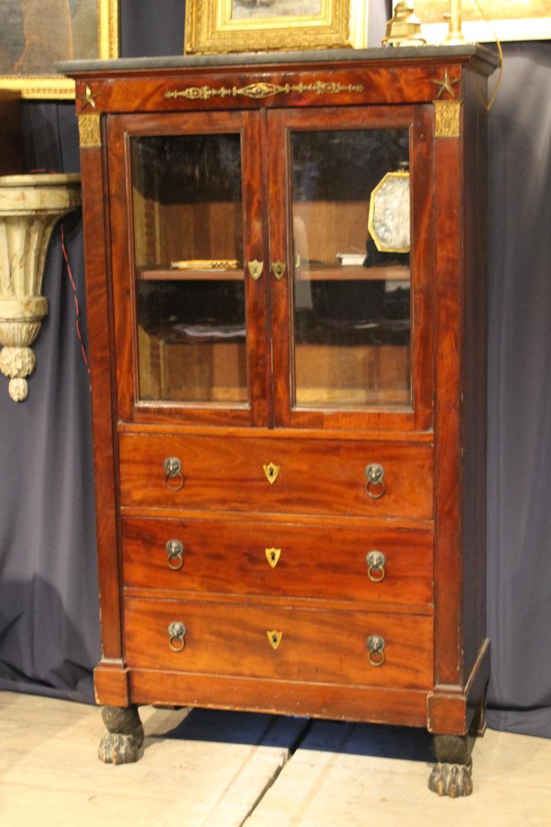 Petite Vitrine d'époque "retour d'Egypte" En Acajou-photo-1