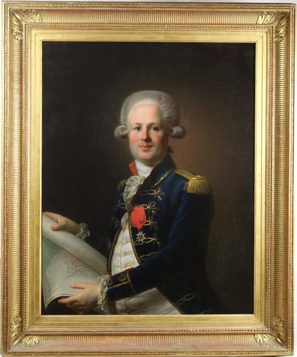 Portrait d'Officier De Marine Sous Louis XVI École Française Du XVIIIe Siècle