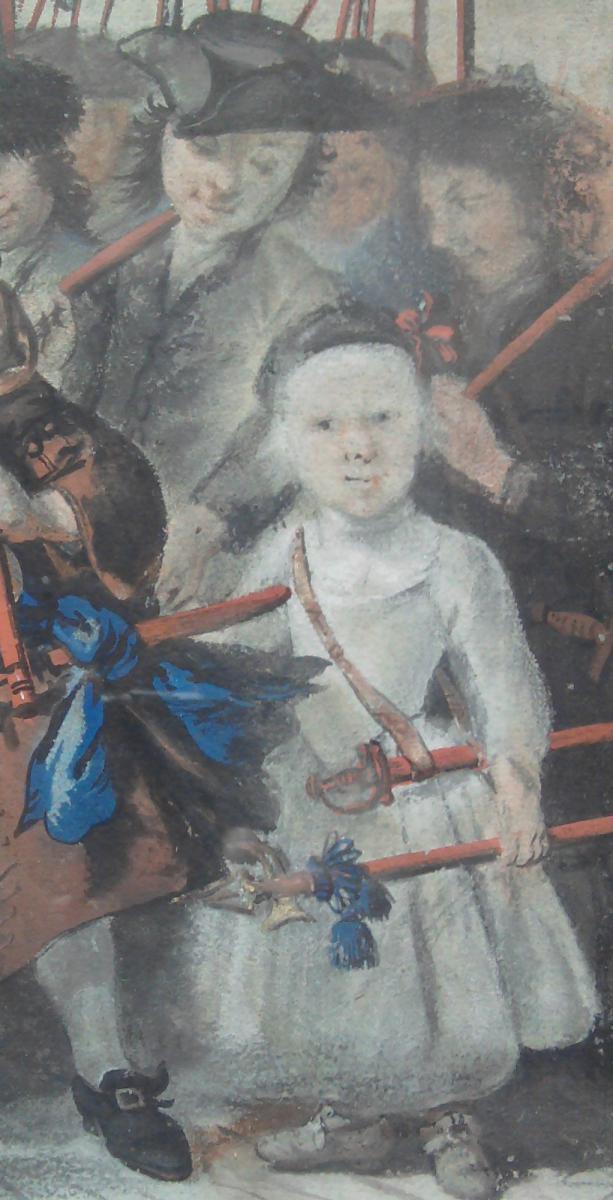 Cornelis TROOST , Enfants Déguisés, Gouache XVIIIème Siècle-photo-2