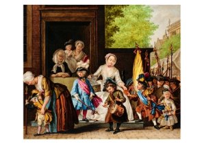 Cornelis TROOST , Enfants Déguisés, Gouache XVIIIème Siècle-photo-3