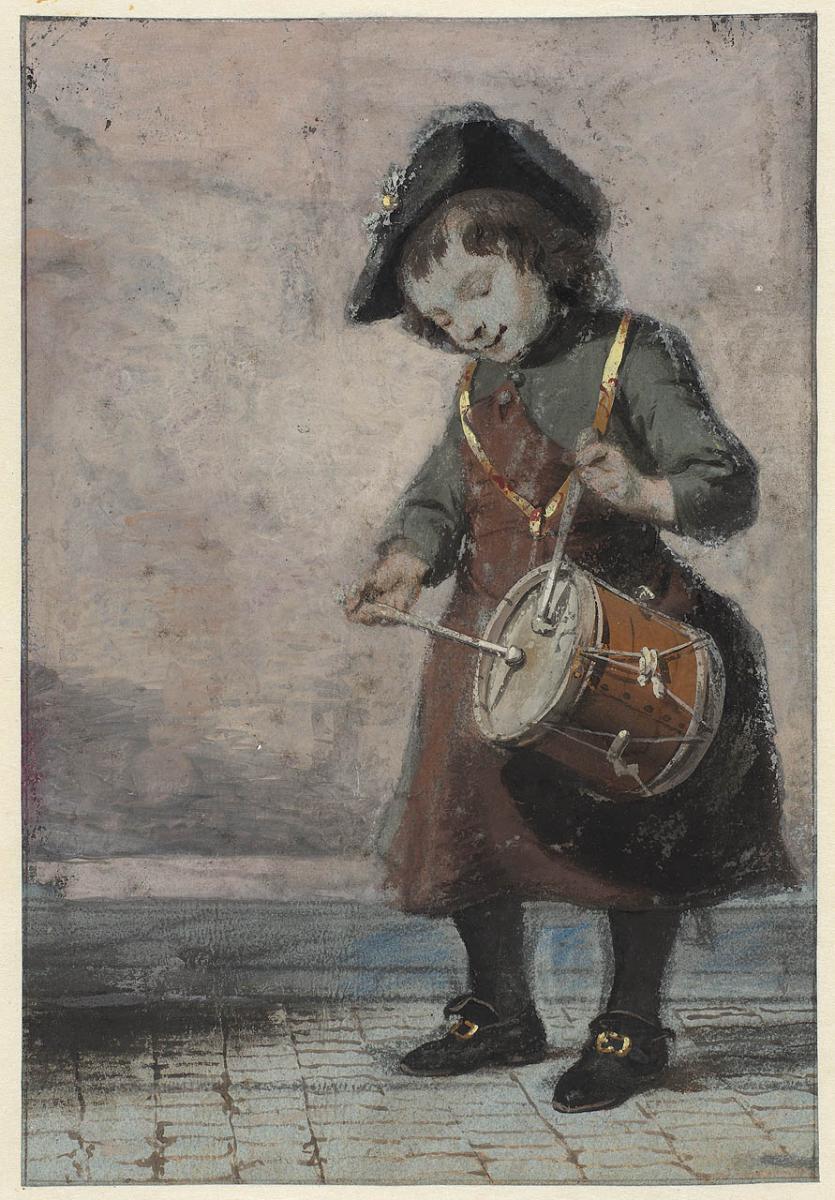 Cornelis TROOST , Enfants Déguisés, Gouache XVIIIème Siècle-photo-4