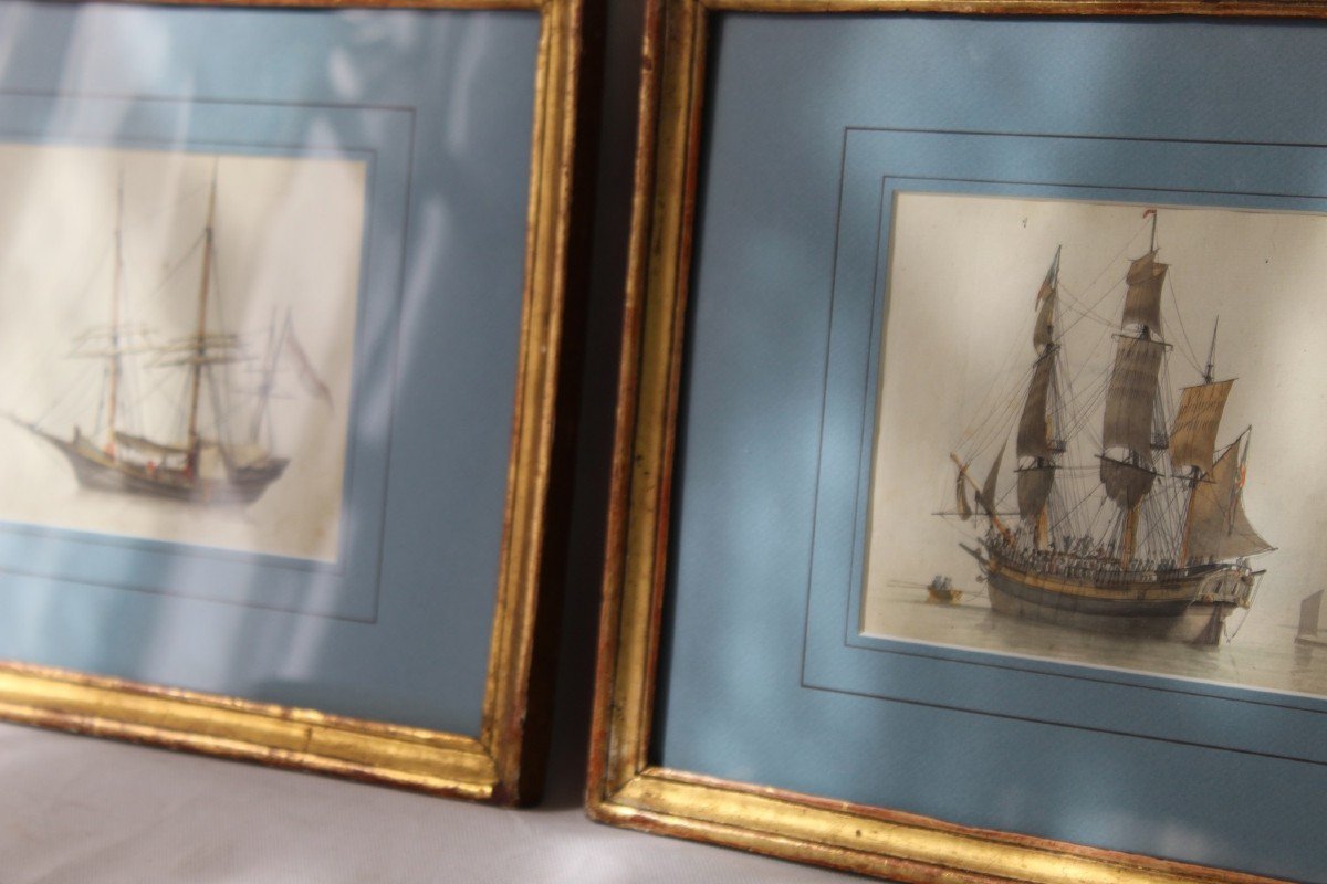 Antoine Roux, Paire d'Aquarelles, -photo-3