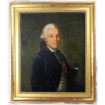 Grand Fixé Sous Verre De Vincent de Montpetit (1713-1800), Portrait d'Homme