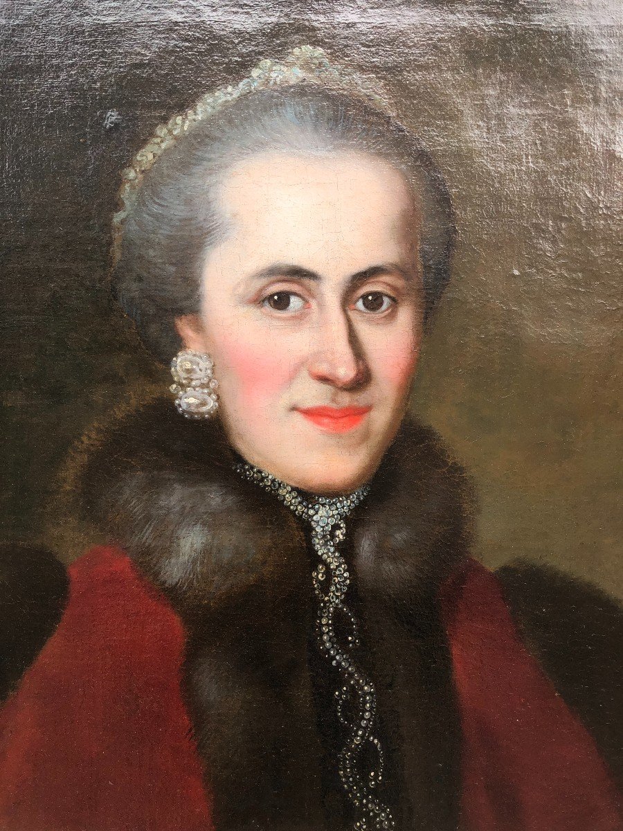 Portrait d'Une Dame De Qualité d'époque Louis XV-photo-2
