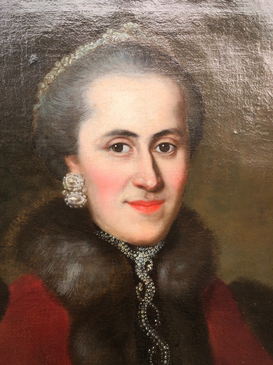 Portrait d'Une Dame De Qualité d'époque Louis XV-photo-3