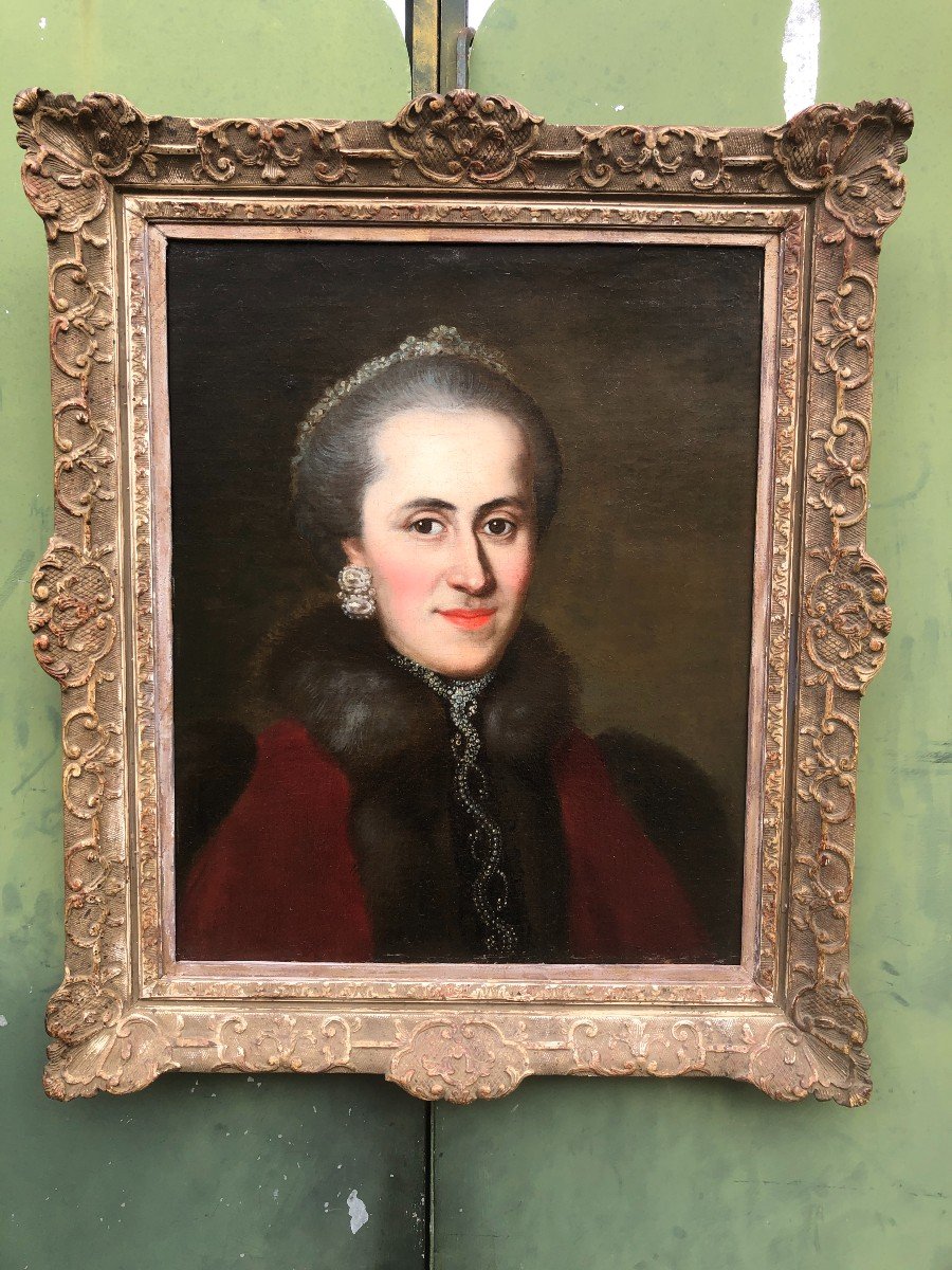Portrait d'Une Dame De Qualité d'époque Louis XV