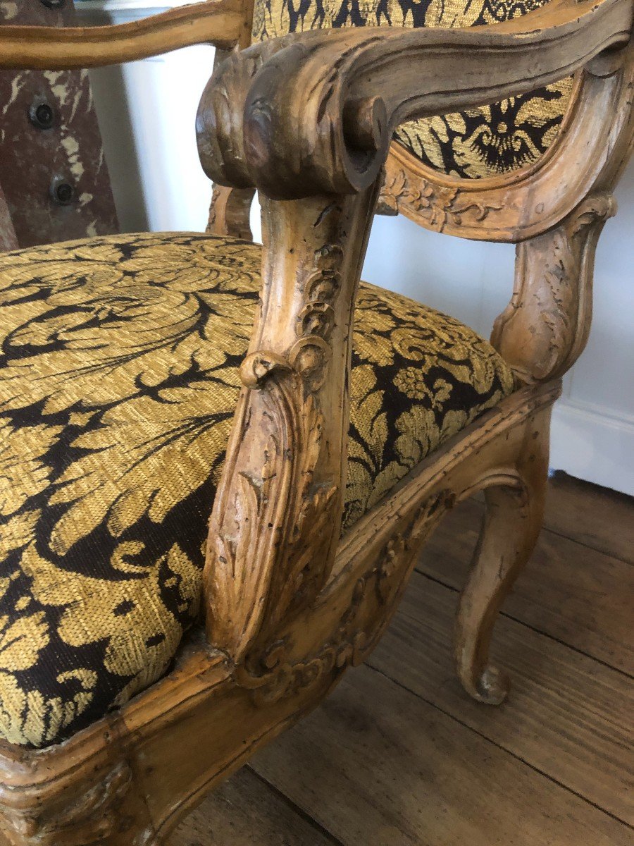 Pair Of Armchairs With Chassis, 18th Century Italy-photo-1