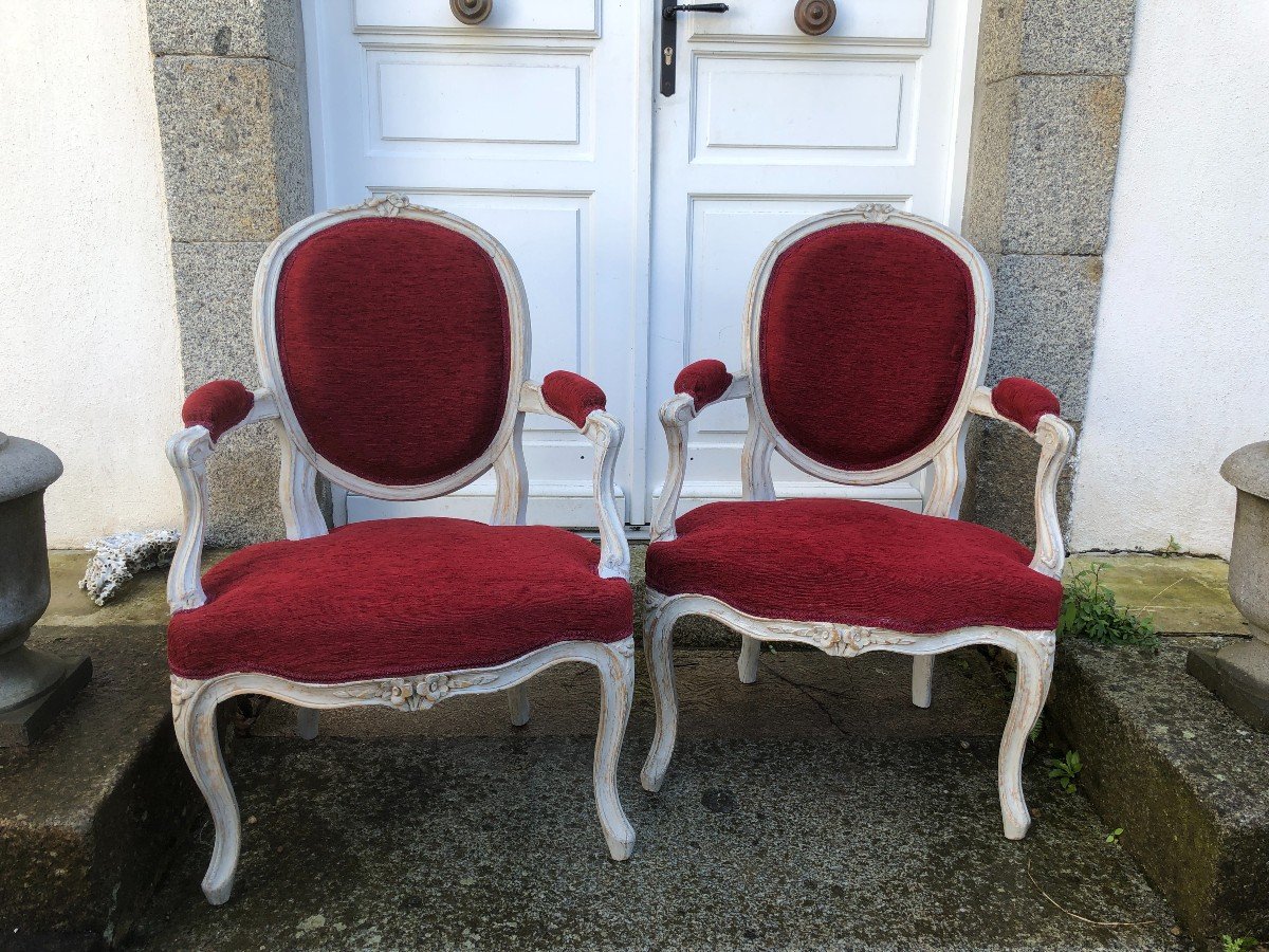 Paire De Fauteuils d'époque Louis XV -photo-1