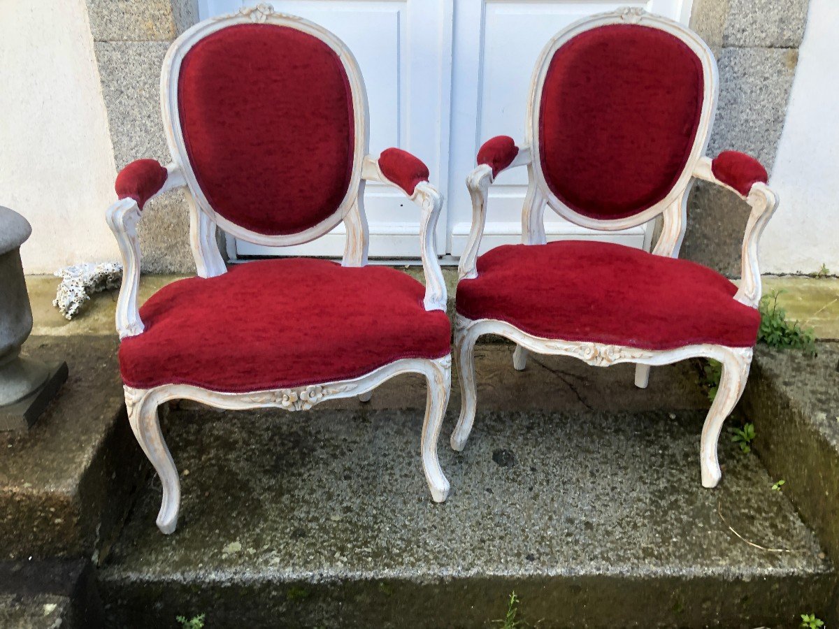 Paire De Fauteuils d'époque Louis XV 