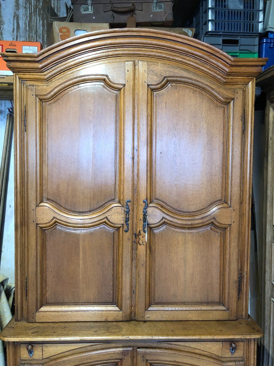 Buffet Deux - Corps En Chêne ciré d'époque Louis XV-photo-3