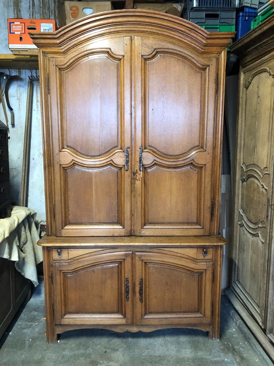 Buffet Deux - Corps En Chêne ciré d'époque Louis XV