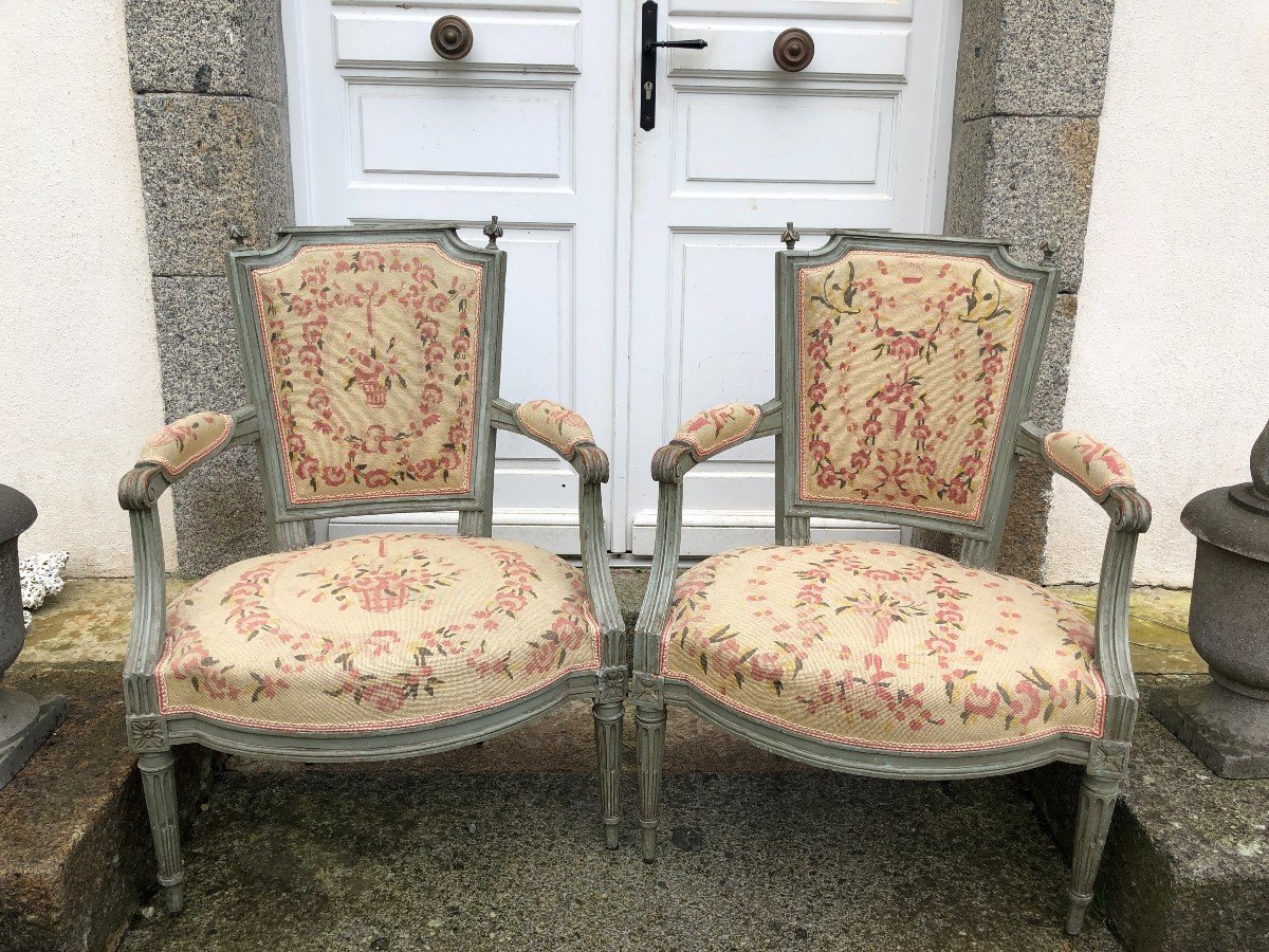 Suite Of Four Louis XVI Period Armchairs-photo-2