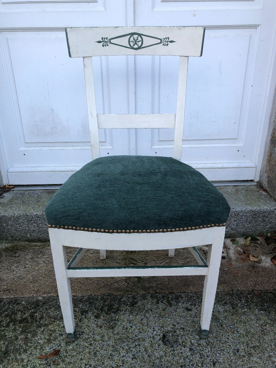 Suite Of Four Directoire Style Chairs In Painted Wood-photo-4