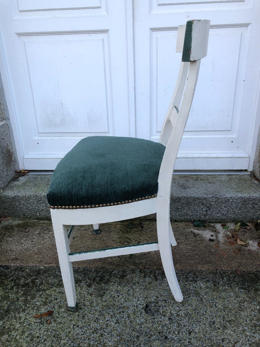 Suite Of Four Directoire Style Chairs In Painted Wood-photo-5