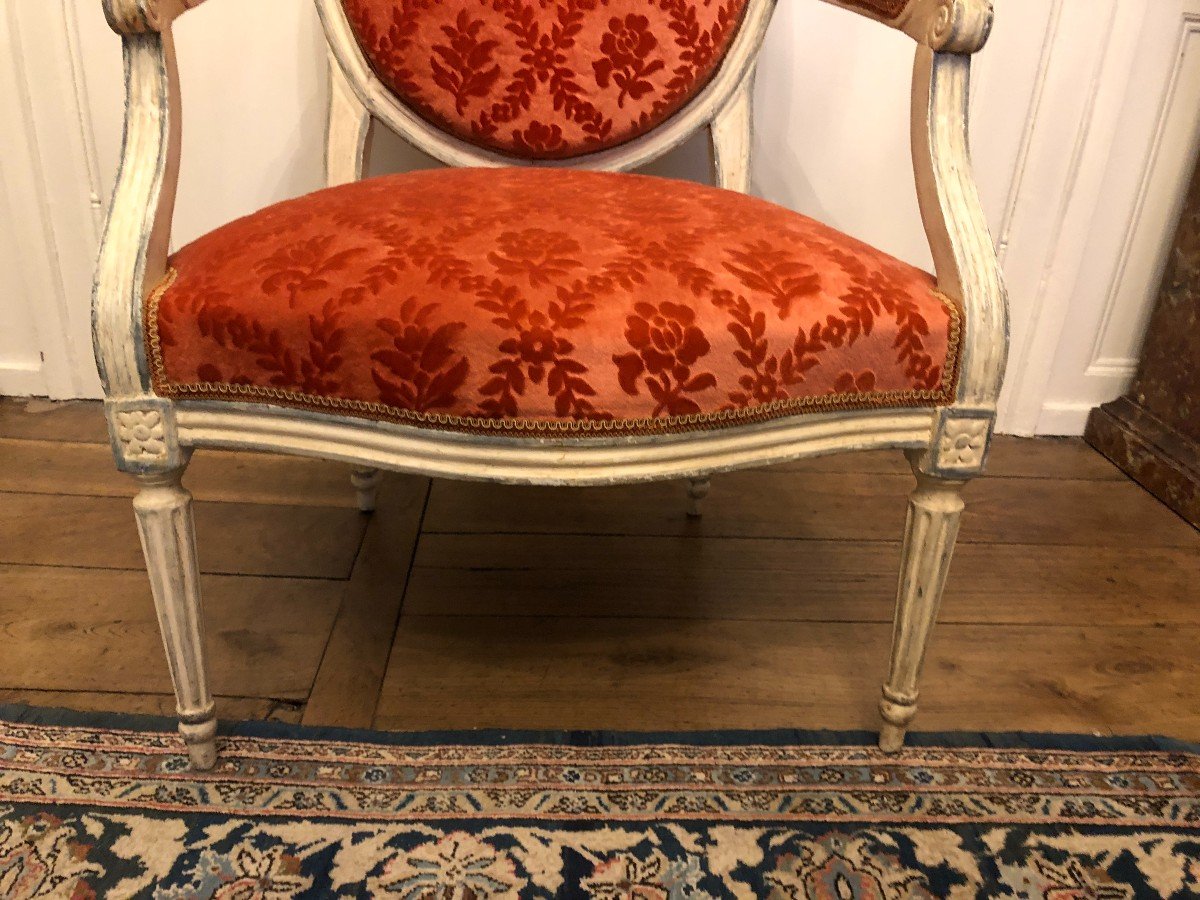 Fauteuil à Dossier Plat d'époque  Louis XVI-photo-3