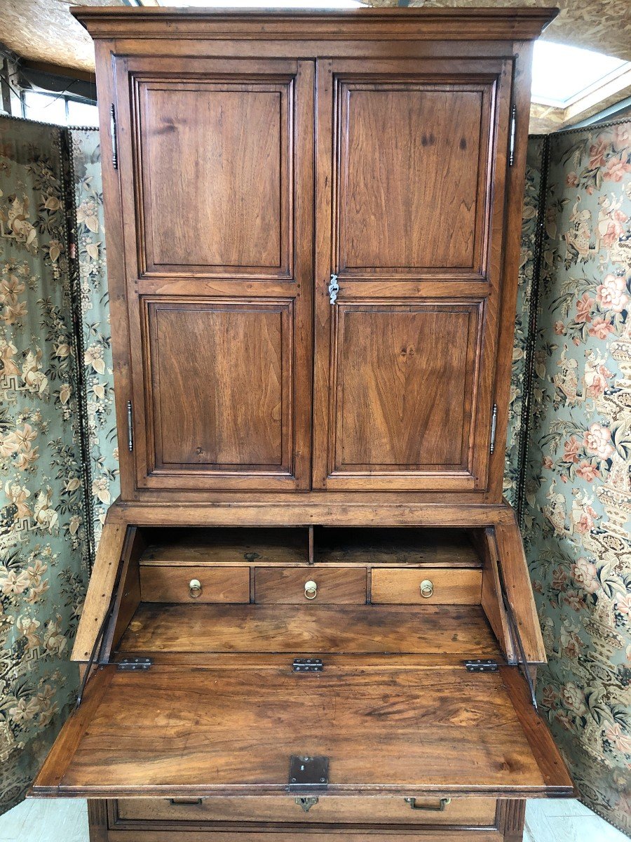 Sloping Desk Forming Louis XVI Period Library In Walnut-photo-4