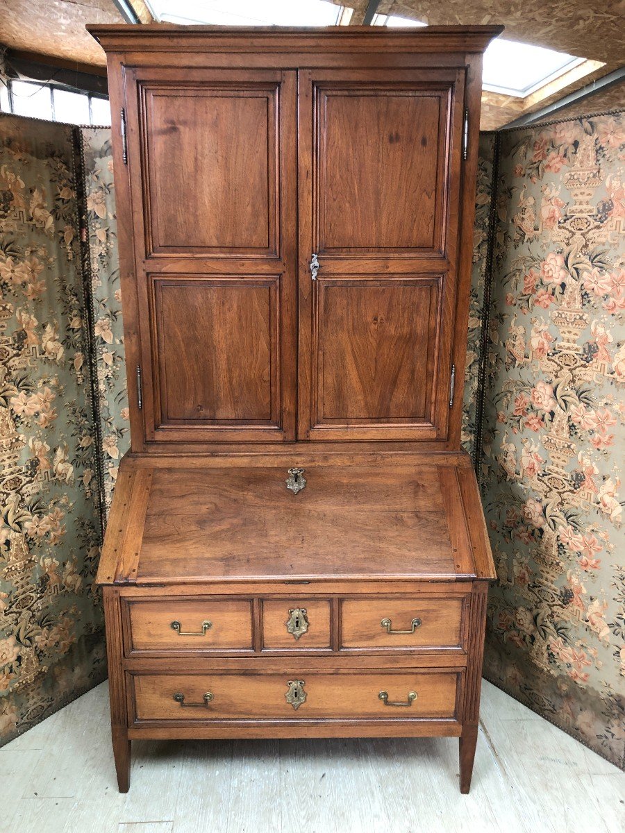 Sloping Desk Forming Louis XVI Period Library In Walnut-photo-6