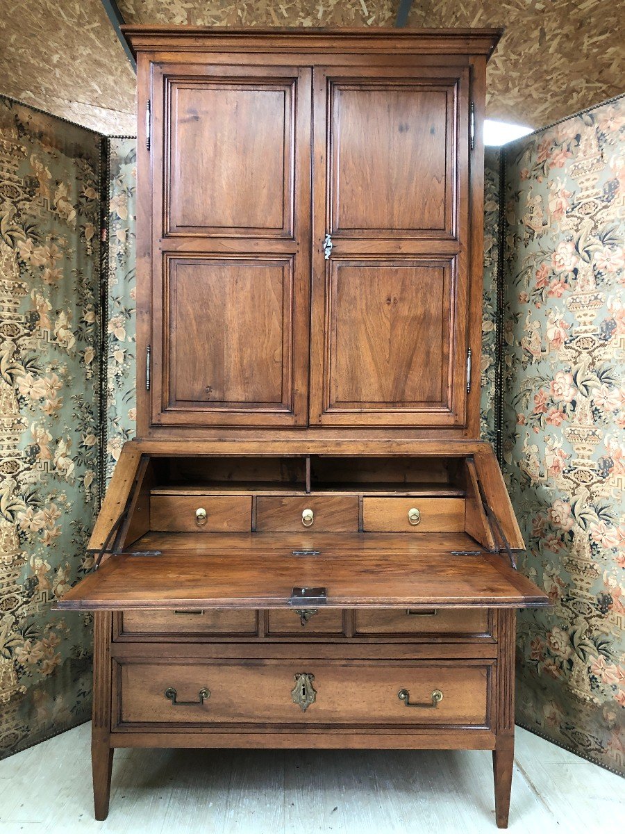 Sloping Desk Forming Louis XVI Period Library In Walnut