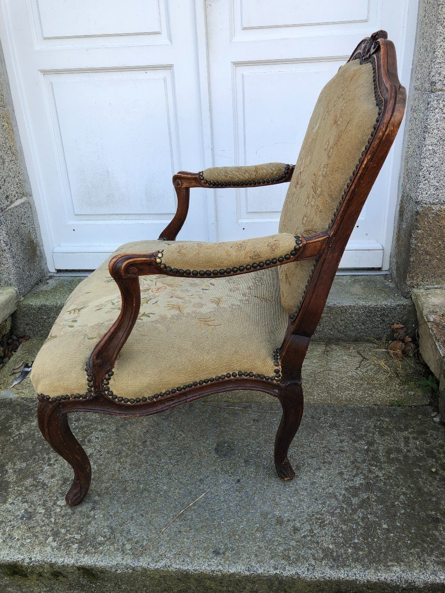Grand Fauteuil à Dos Plat d'époque Louis XV Estampillé De Og.mathon-photo-3