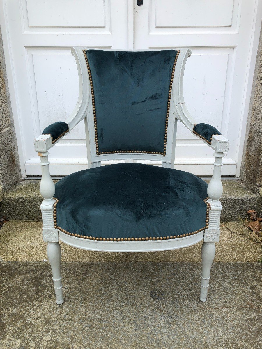 Pair Of Lacquered Directoire Period Armchairs -photo-2